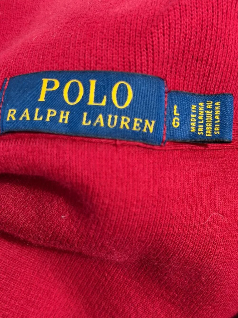 Polo Ralph Lauren Estate Rib Quarter Zip Pullover Men’s L Red Cotton